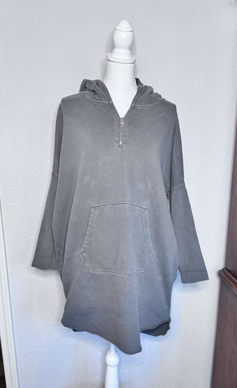 Allsaints Women’s SZ M Xonda Hoody Dress Zip Gray Long Sleeve Oversized Fit